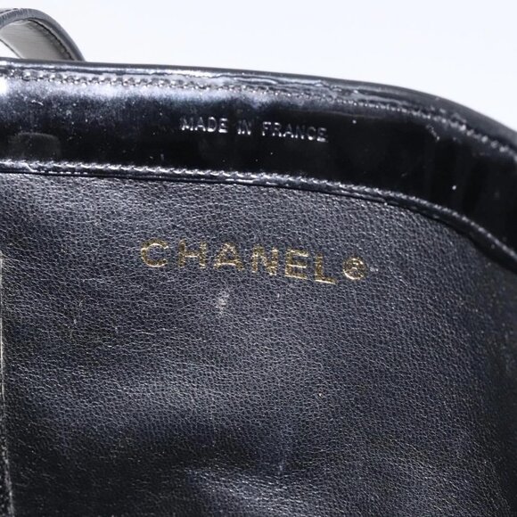 CHANEL Tote Bag Enamel Black Gold CC Auth - Picture 12 of 16